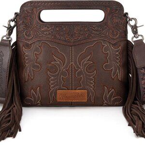 Wrangler Crossbody Bags for Women Western Fringe Top Handle Handbags Embroidered